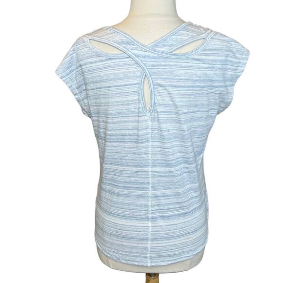 T by Talbots Striped Criss-Cross Back Athletic Cap Sleeve Top Size M - Picture 3 of 8